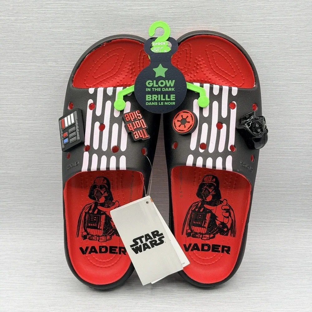 Crocs Star‎ Wars Men's 7 Classic Slide V2 Darth Vader Glow in Dark Women's 9